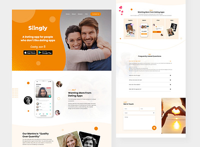 Dating app landing page apps beautiful chat creative dating app dating landing page design friend icon landing page match meet minimal relationship ui