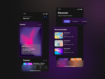 Eventix – Event Booking Mobile Kit app component dark event figma glassmorphism kit mobile ui uidesign ux