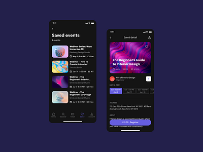 Eventix - Collection & Event Detail app component components dark event figma ios kits mobile ui uidesign ux uxdesign