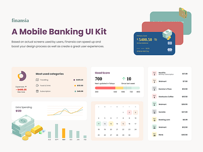 Finansia - Mobile Banking UI Kit app clean component components design figma finance illustration ios kit mobile uidesign uikit uxdesign