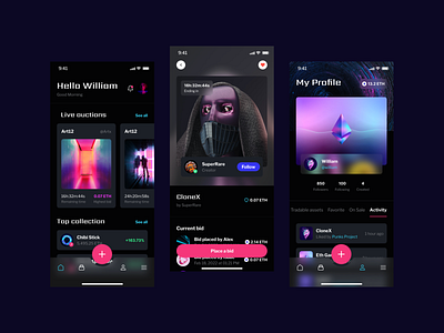 NFTleus - NFT Mobile App UI Kit app components designapp figma kit mobile nft ui ux uidesign uikit uxdesign