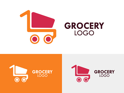Grocery Shopping Cart Logo Template art graphic design illustration logo trolley ui
