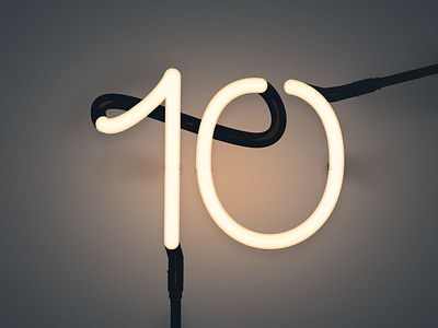 Ten as neon illustration neon light number photoshop