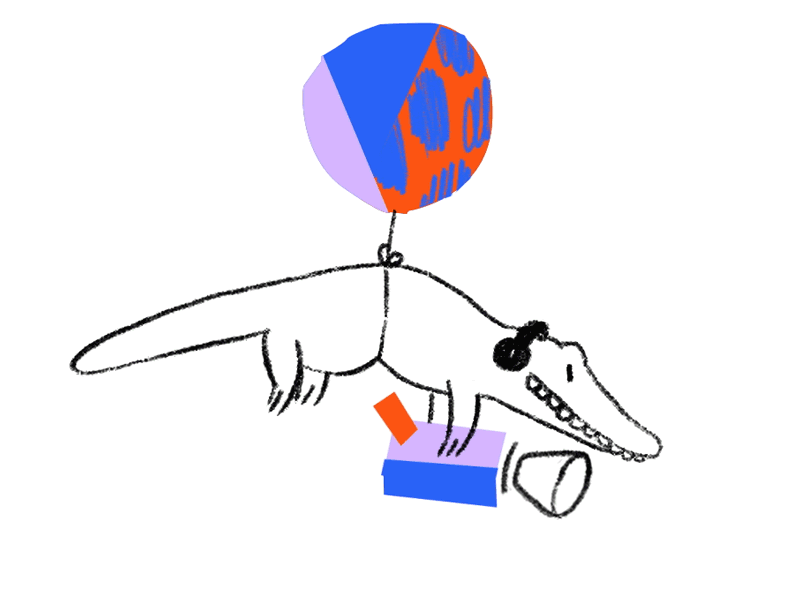 Dropbox—Croc 2d animade animation balloon croc crocodile drawn dropbox illustration redesign snap