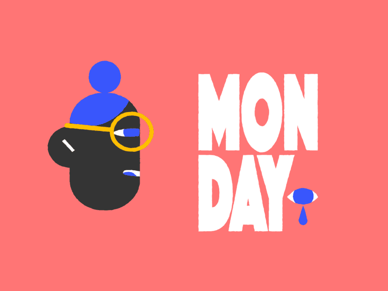 Monday 2d after effects animade animation character gif head bang monday text