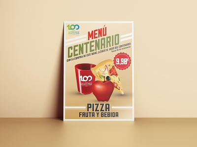 Pizza Menu Centenario barcelona branding design event flyer food menu graphic design illustration lunch pizza poster prints promotion vector