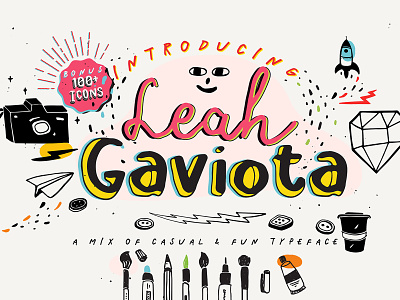Leah Gaviota Script branding cartoon design doodle font graphic design illustration logo san serif script typography vector