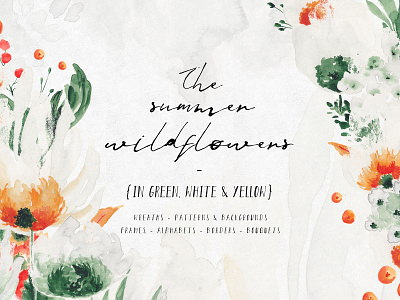 Watercolor Wildflowers DIY Elements Summer Collection
