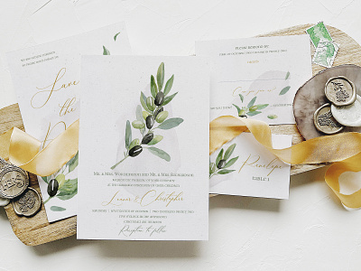 Gold Tuscany Wedding Suite cards design diy template floral gold graphic design illustration invitation olive party photography prints save the date tuscany watercolor wedding invitation