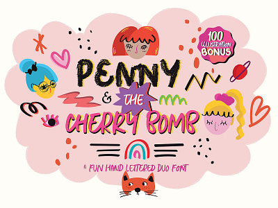 Penny & the Cherry Bomb branding chalk design doodle fonts graphic design illustration procreate typography vector
