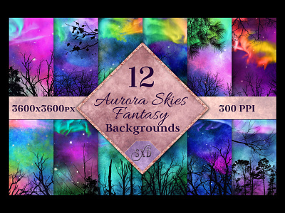 Aurora Skies Fantasy Backgrounds