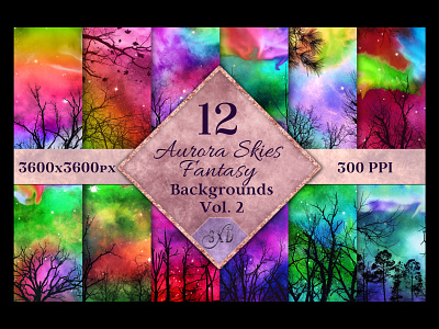 Aurora Skies Fantasy Backgrounds Vol. 2