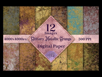 Glittery Metallic Grunge Digital Paper