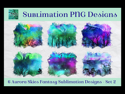 Aurora Skies Fantasy Sublimation Designs - Set 2 aurora aurora designs aurora sublimation northern lights sublimation sublimation designs t shirt designs
