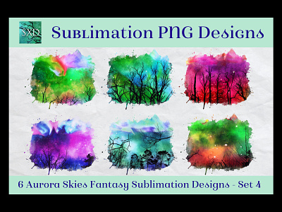 Aurora Skies Fantasy Sublimation Designs - Set 4 aurora aurora designs aurora sublimation northern lights sublimation designs sublimation images t-shirt designs