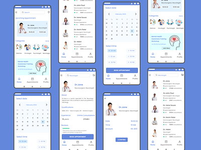 DOCTO - Doctor Appointment Booking App UI Screens app design appointment booking doctor appointment booking figma medical mobile app online booking ui ui screens user interface