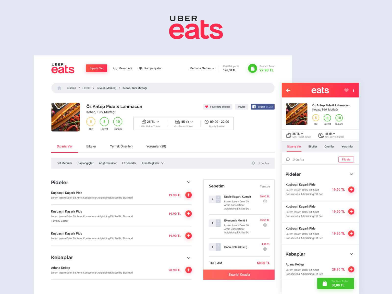Uber Eats - Order Food Online by Sertan Helvacı on Dribbble