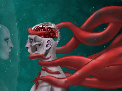 Biology biology brain digital painting fantasy glass painting tentacles
