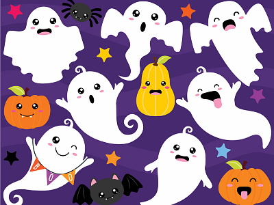 Clipart  - Halloween Ghouls Ghosts