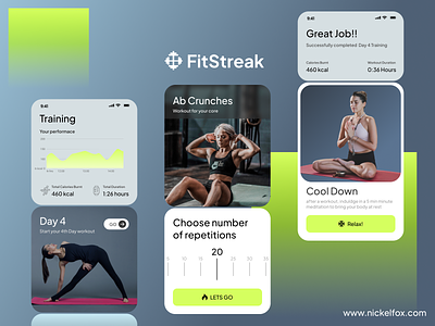 Fitsreak- Fitness App abs a[[ app design fitness app fitness app design fitness app ui gym app gym app ui gym trainer app personal trainer app ui workout app workout app ui workout session app