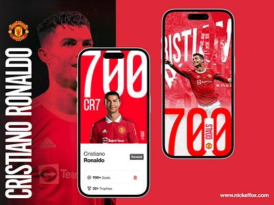 Cristiano Ronaldo 700 Goals- Man Utd App Redesign app design color theory cr7 cristiano ronaldo cristiano ronaldo app design football football app football app ui football poster football stats app machester united app manchester united app ui premier league app soccer soccer app soccer app ui soccer ui ui