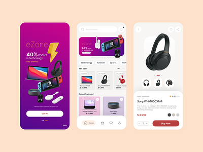 eZone: Online Shopping Zone animation app branding design graphic design ui ux vector