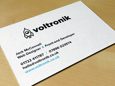 Voltronik Business Cards - Back blue business cards rocket voltronik