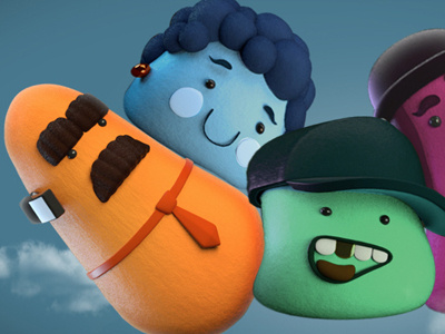 Sky Blobs! 3d animation character design fred and eric london
