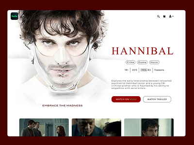 Main page concept of Hannibal TV Series design makeevaflchallenge makeevaflchallenge6 ui ux