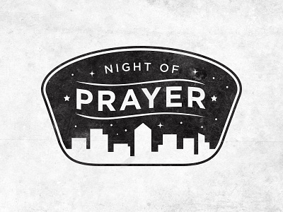 Night of Prayer badge black and white church city night prayer