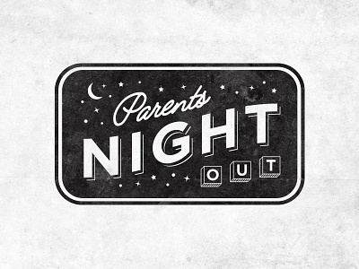 Parents Night Out badge black and white church night