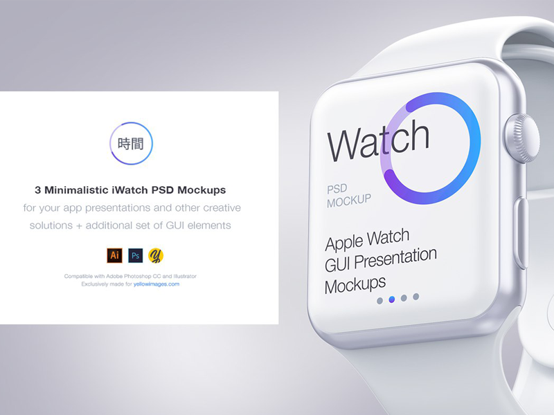 Download 3 Minimalistic Iwatch Free Psd Mockups By Yellow Images On Dribbble PSD Mockup Templates