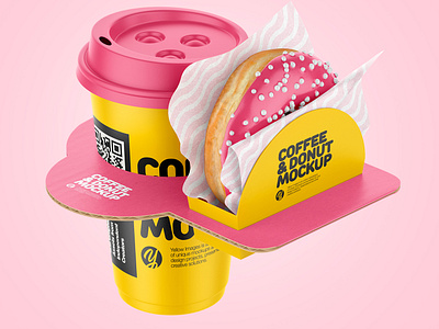 Donut american creative design download exclusive illustration marketplace mockup mockups packaging psd yellow yellowimages