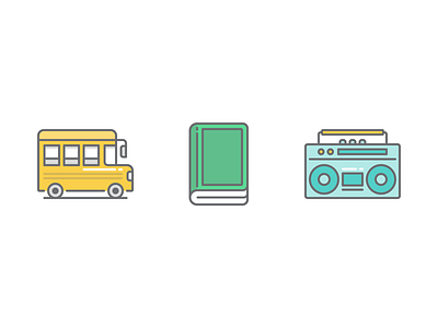 Enjoy the little things book boombox bus commute icon music radio read yellow