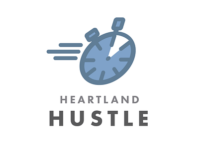 Heartland Hustle Logo Concept 4 heartland heavy font hustle logo midwest midwestern speed stopwatch time