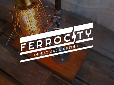 Ferrocity Logo heavy heavy font industrial industrial lighting lamp light lightning logo