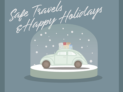 Vintage Car Snow Globe Holiday Card