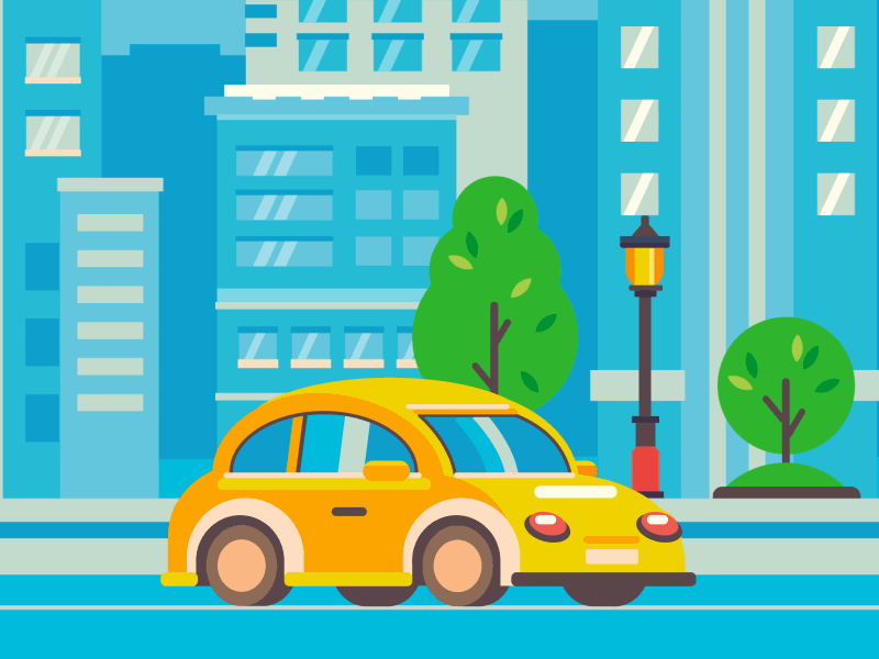 Car animation car city flat gif illustration loop money road
