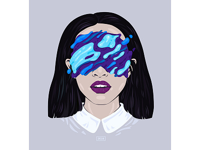 Faceless ai face flat girl graphic design illustration liquid portrait vector