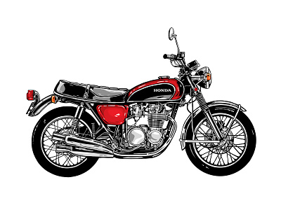 Honda 2d flat graphic graphic design honda illustration motor motorbike motorcycle red retrobike