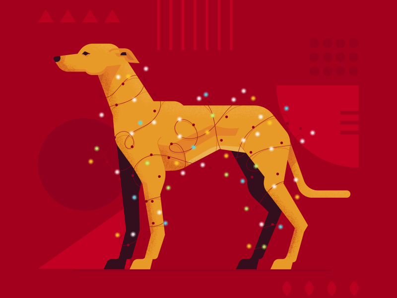 Xmas Dog 2d christmas dog dog illustration flat gif holiday illustration new year new years eve red xmas