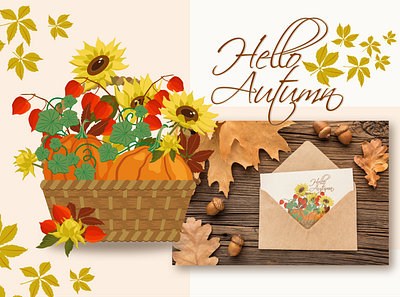 Hello Autumn autumn baskets branding clip art design design elements fall frames graphic design icon illustration logo vector work