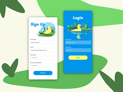 Daily UI 001 dailyui duck illustration signup