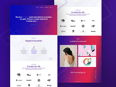 Landing page agency creative flat gradient homepage icons illustration landing page web website works