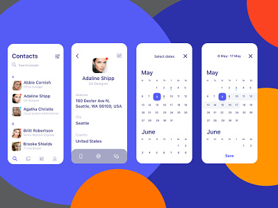 Mobile app dashboard concept calendar ui clean contacts dashboard dates interface ios management mobile profile select task ui user ux