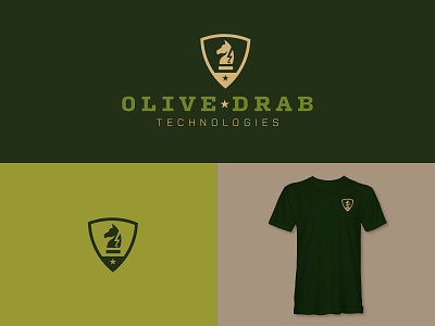 Olive Drab Logo Concepts (not selected) adobe illustrator branding chess computer cyber design drab green illustration knight logo military olive shield technology