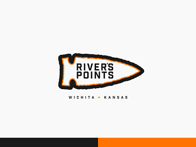 River's Point Arrowheads adobe illustrator arrow arrowhead black branding design indian kansas logo orange vector wichita