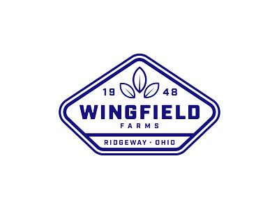 Wingfield Farms Logo adobe illustrator badge blue branding crops design farm grey logo ohio shield soybeans