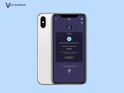 Vacansee Rewards Screen app branding mobile parking product