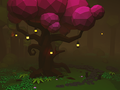 Magical Tree 3d cinema4d concept game design low poly low polygon magical tree